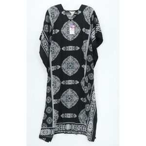 Gypsie Blu Dress Womens One‎ Size Black White Tunic Caftan Artsy Boho Festival